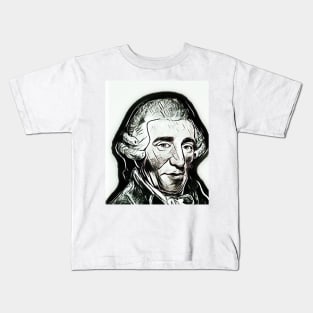 Joseph Haydn Black and White Portrait | Joseph Haydn Artwork 3 Kids T-Shirt